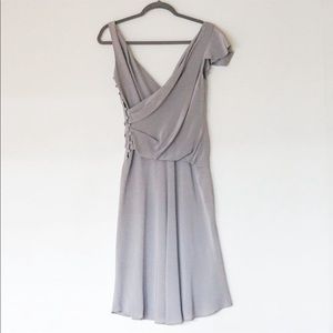 NEW BGN Silk Draped Midi Dress 2 Gray